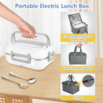 Electric Lunch Box Food Heater, 12V/110VCar Home Portable Lunch Heater with Removable Stainless Steel Container Fork Spoon Carry Bag