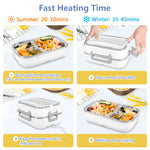 Electric Lunch Box Food Heater, 12V/110VCar Home Portable Lunch Heater with Removable Stainless Steel Container Fork Spoon Carry Bag