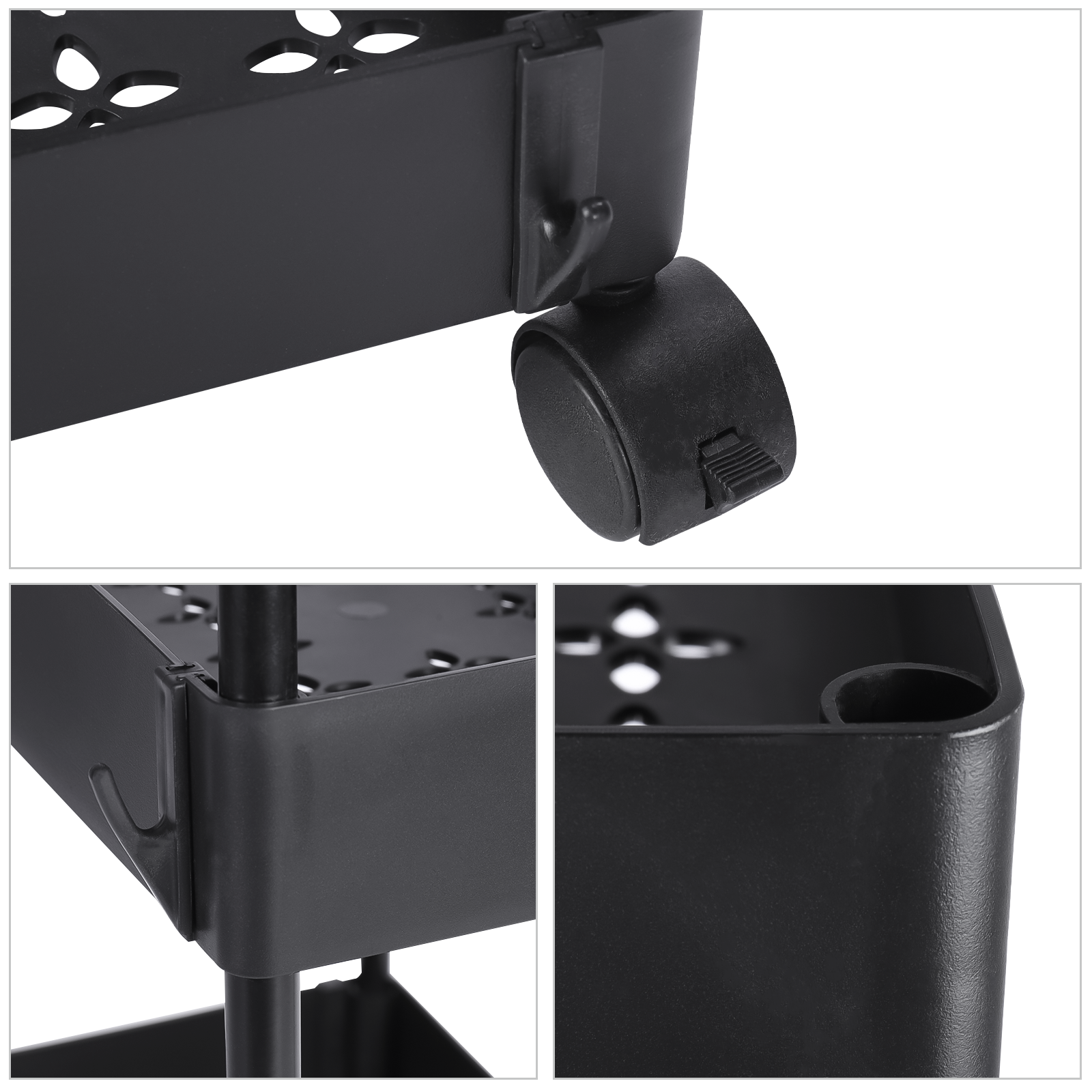 (Black) 4 Tier Rolling Storage Organizer Mobile Utility Cart