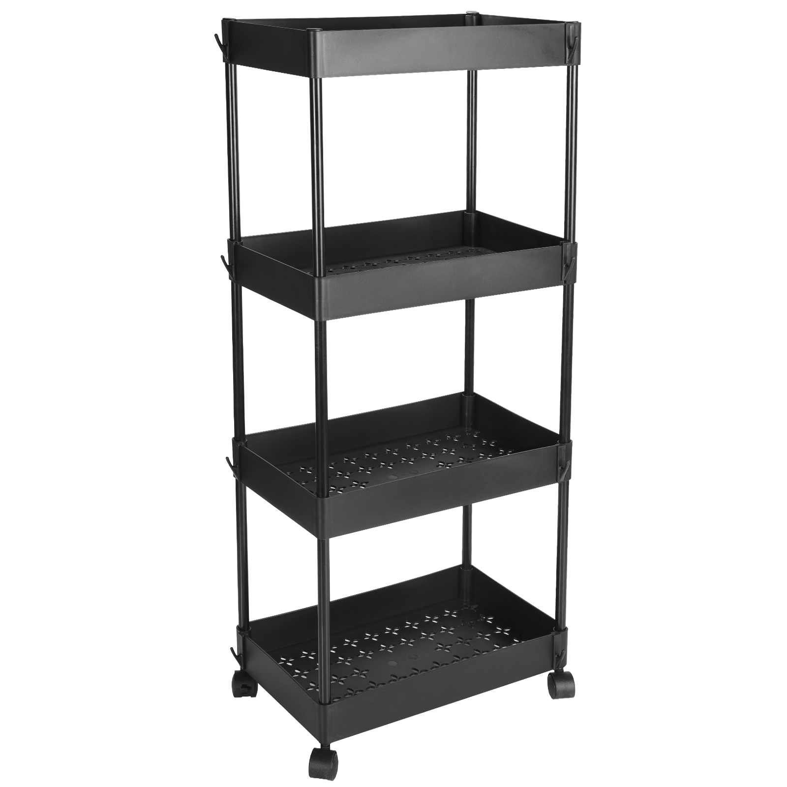 (Black) 4 Tier Rolling Storage Organizer Mobile Utility Cart