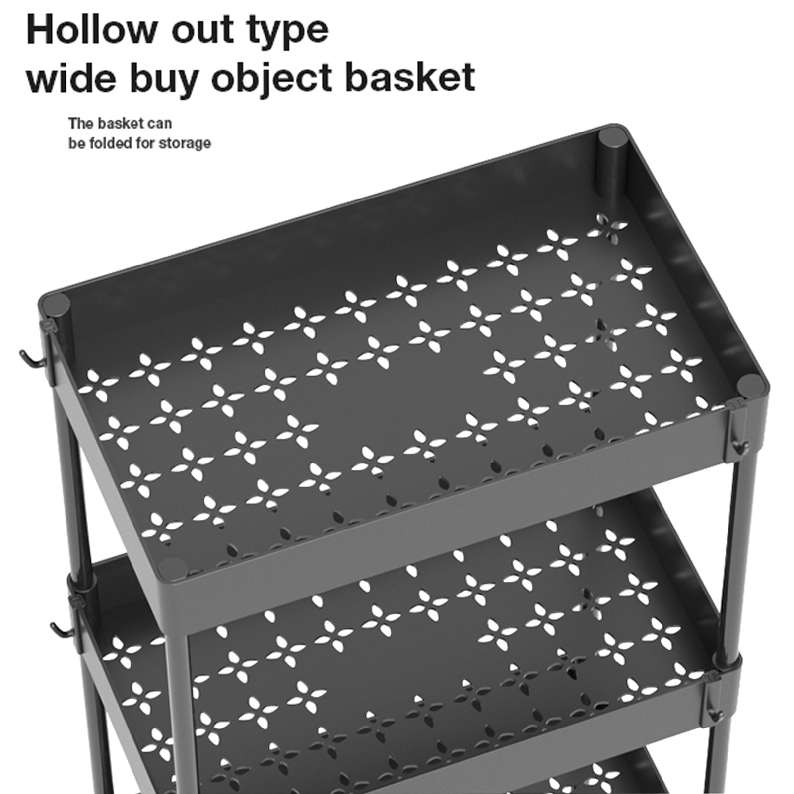 (Black) 4 Tier Rolling Storage Organizer Mobile Utility Cart