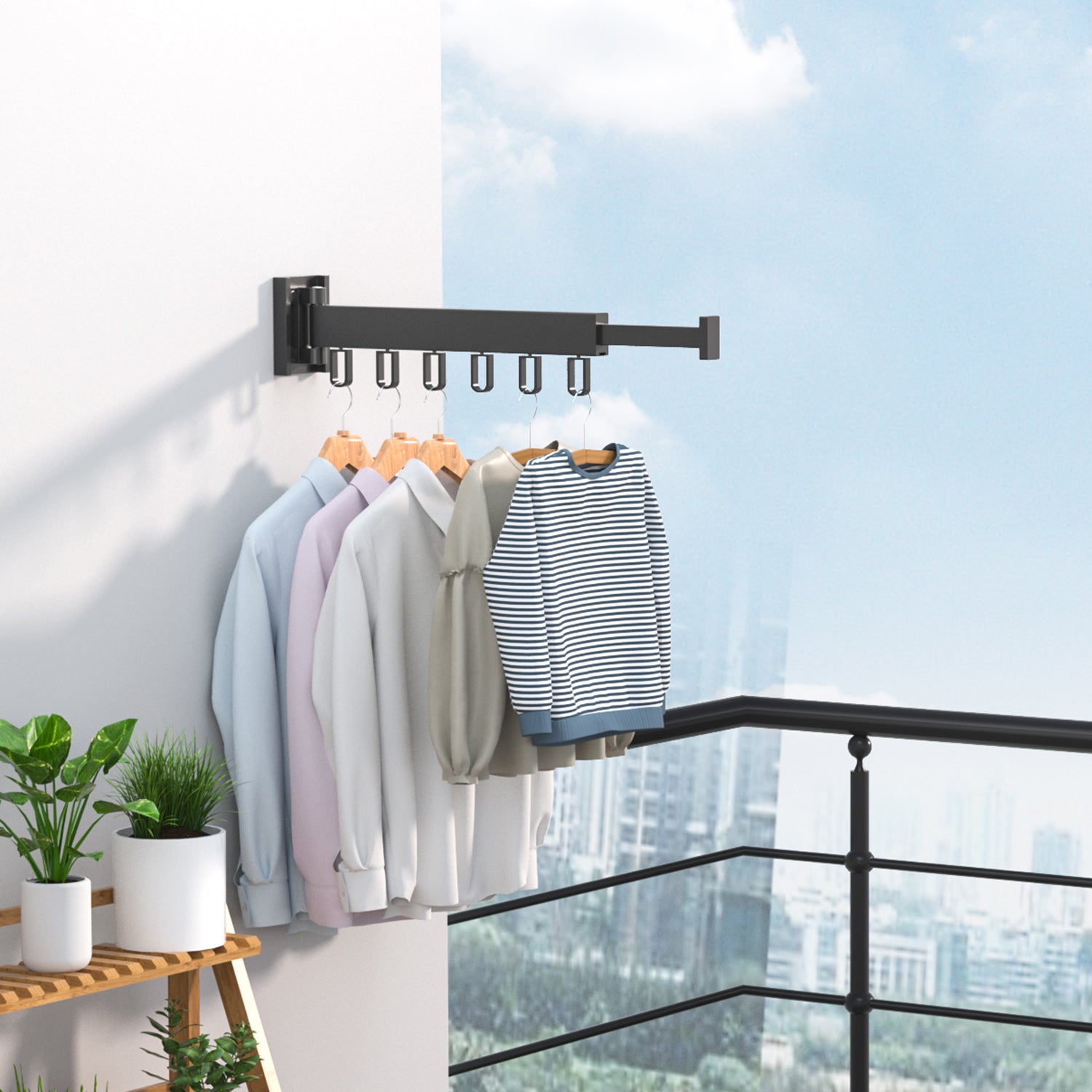Wall Mounted Clothes Dryer, Collapsible Clothes Hanger, Retractable Drying Rack Indoor Outdoor Space Saving Clothes Rack, Retractable Clothes Dryers