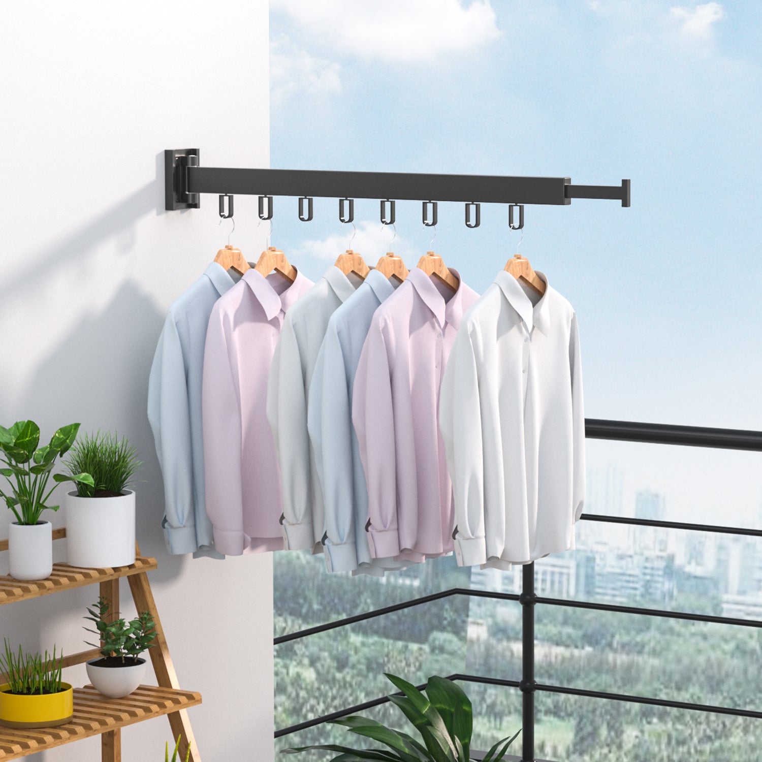 Wall Mounted Clothes Dryer, Collapsible Clothes Hanger, Retractable Drying Rack Indoor Outdoor Space Saving Clothes Rack, Retractable Clothes Dryers