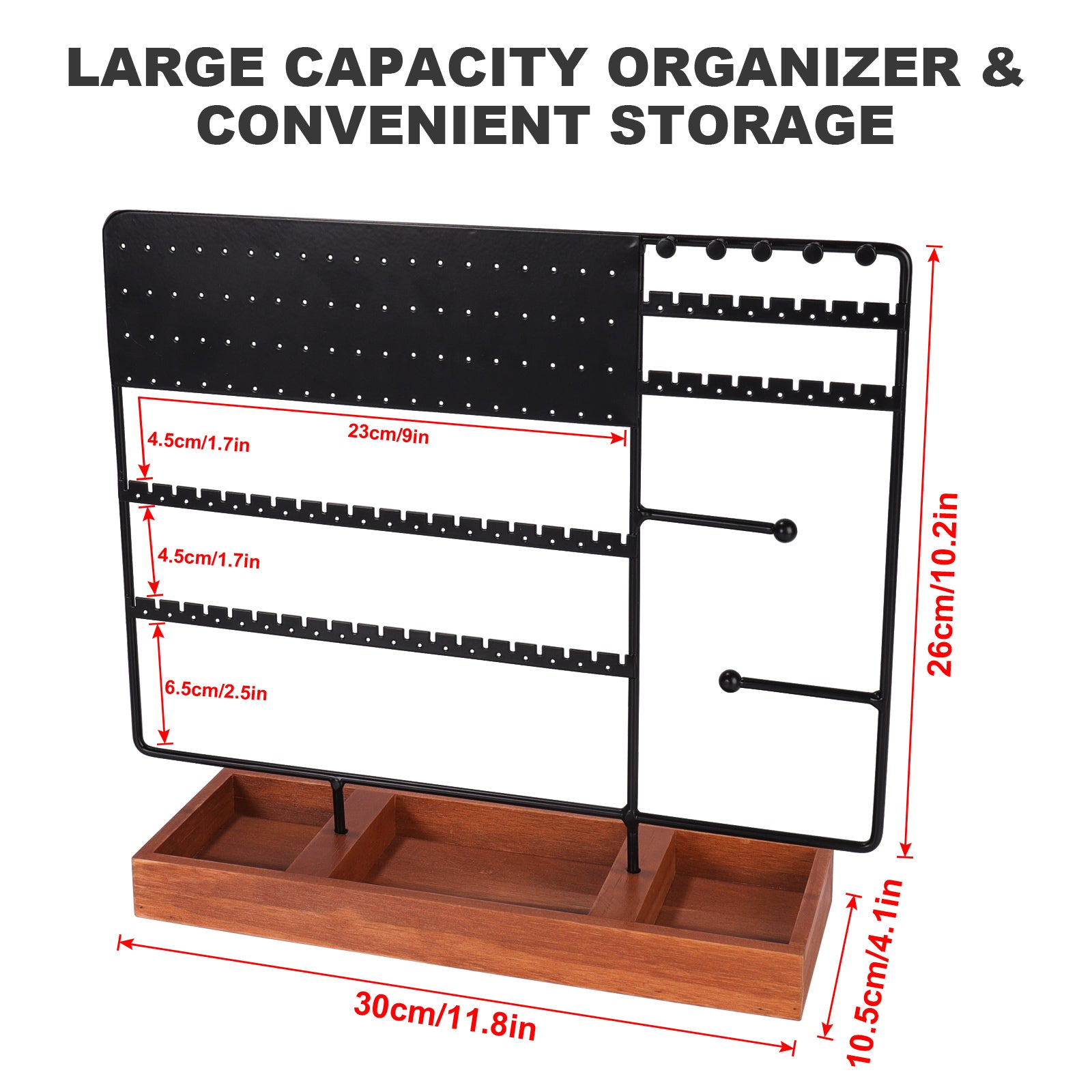 Jewelry Stand Organizer Necklace and Bracelet Holder Jewelry Tower Tree with Wooden Tray