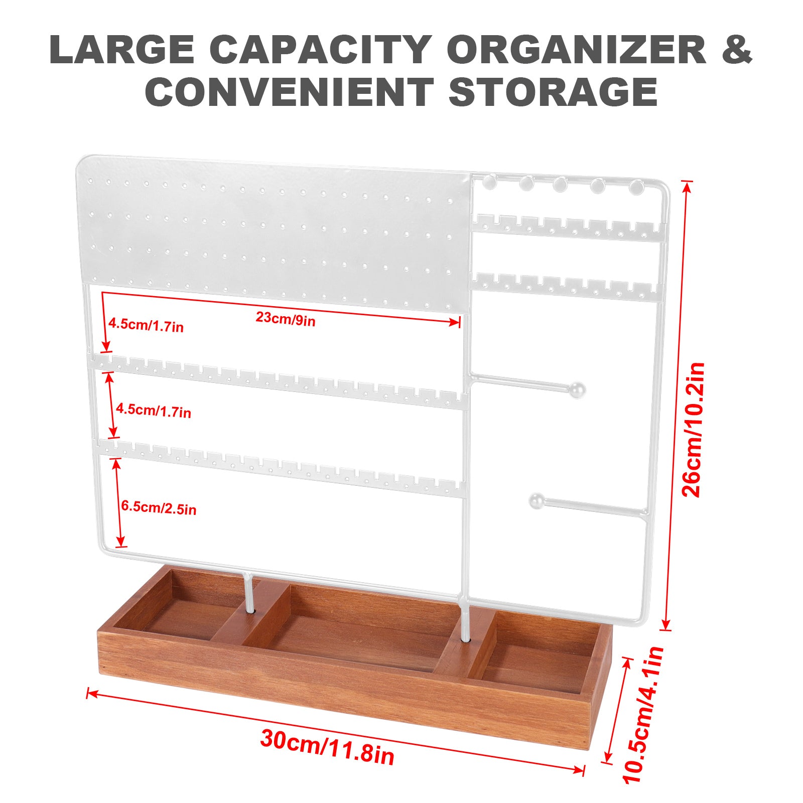 Jewelry Stand Organizer Necklace and Bracelet Holder Jewelry Tower Tree with Wooden Tray