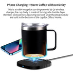 (Black) Coffee Mug Warmer, Double Layer Stainless Steel Coffee Mug with Lid, Wireless Induction Charging Heating Pad Coffee Mug, for Office and Desk