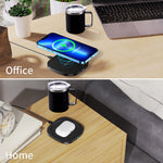 (Black) Coffee Mug Warmer, Double Layer Stainless Steel Coffee Mug with Lid, Wireless Induction Charging Heating Pad Coffee Mug, for Office and Desk