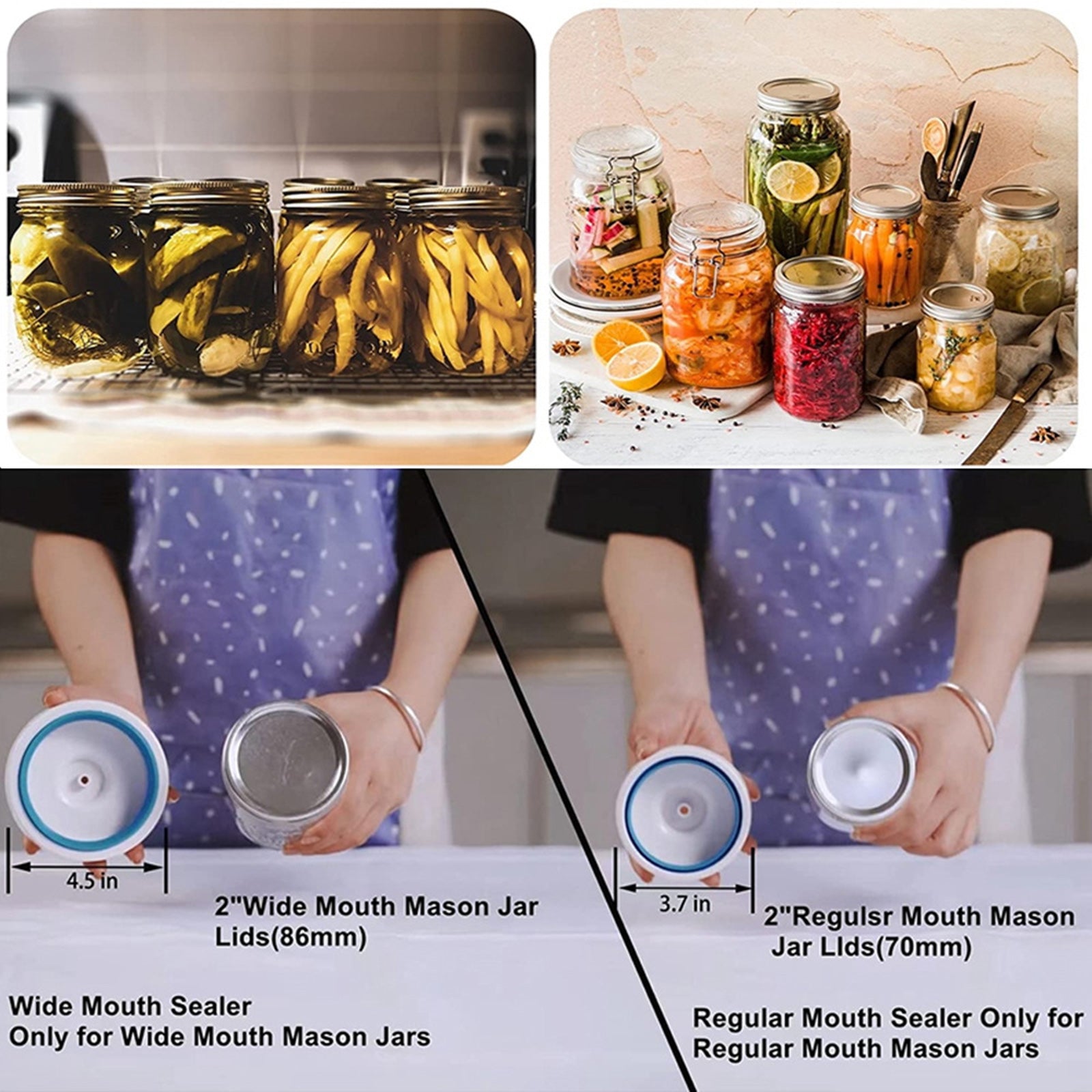 Mason Jar Vacuum Sealer for Wide & Regular Mouth Mason Jars, Jar Sealer Kit Compatible with Food Saver Vacuum Sealer Machine