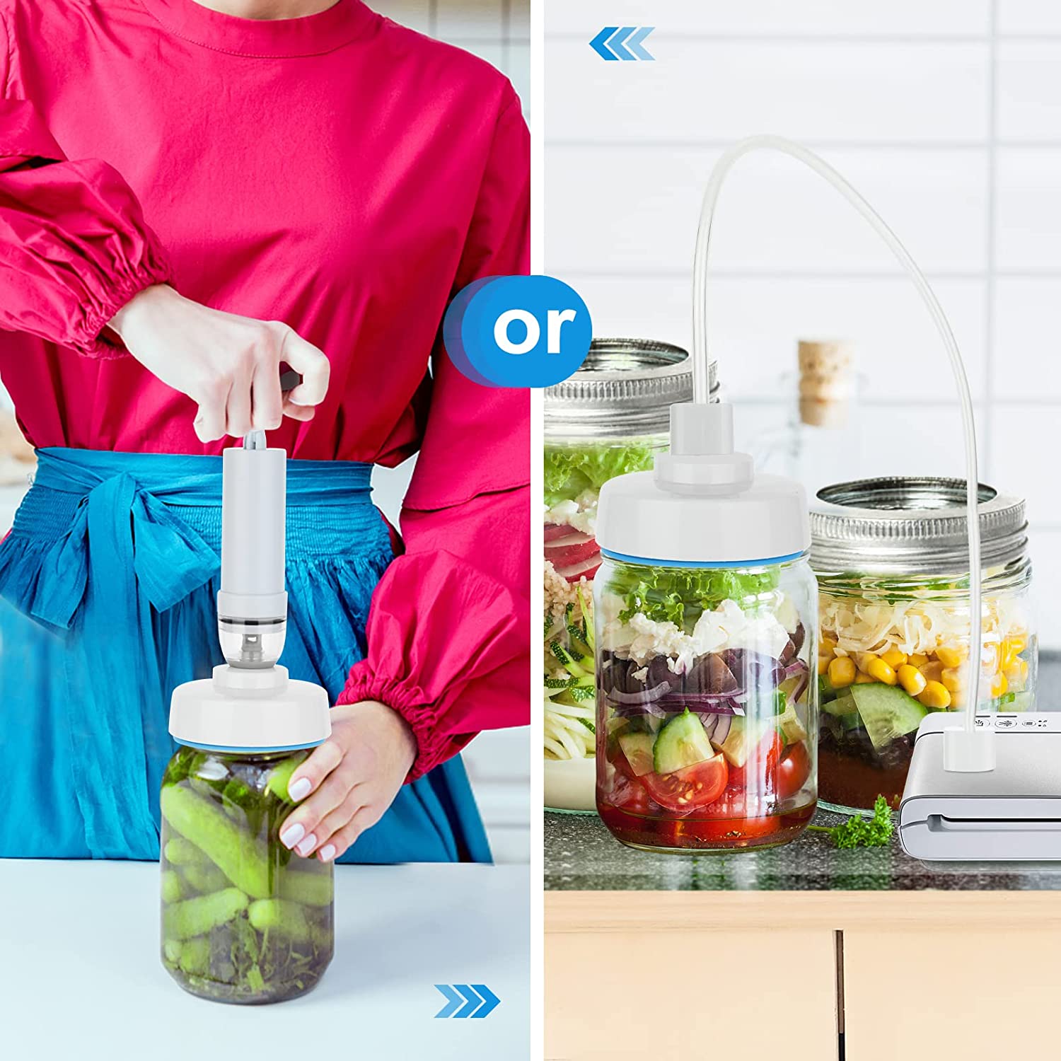 Mason Jar Vacuum Sealer for Wide & Regular Mouth Mason Jars, Jar Sealer Kit Compatible with Food Saver Vacuum Sealer Machine