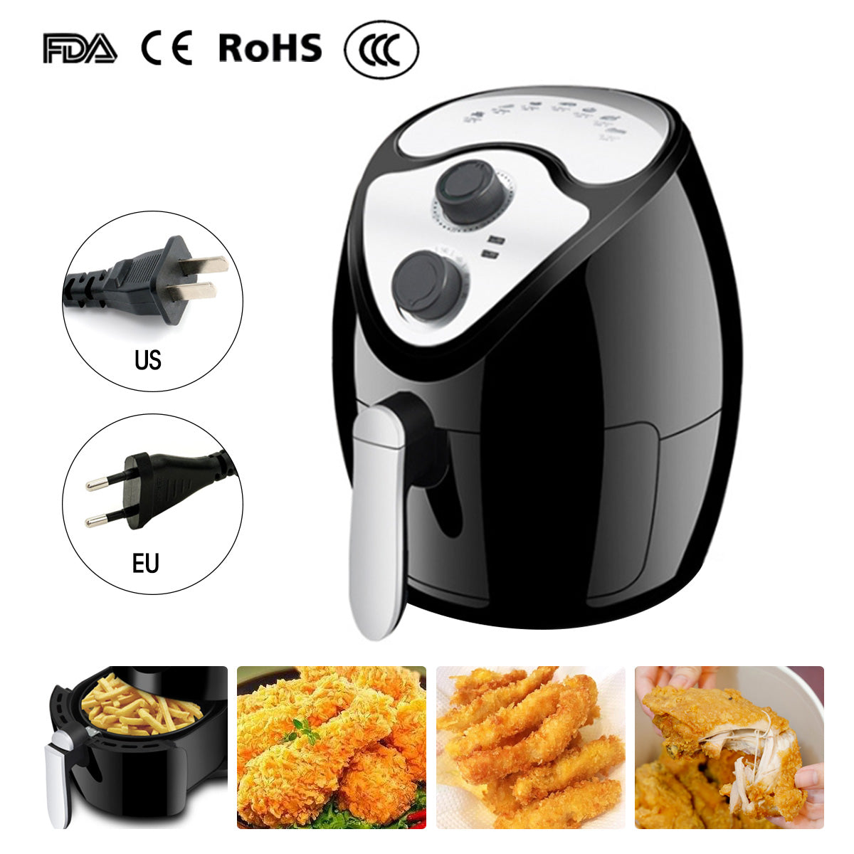 Electric Digital Hot Air Fryer Oil-Less Healthy Cooker with 2.6L Extra Large Capacity of Food 7 Menu Functions