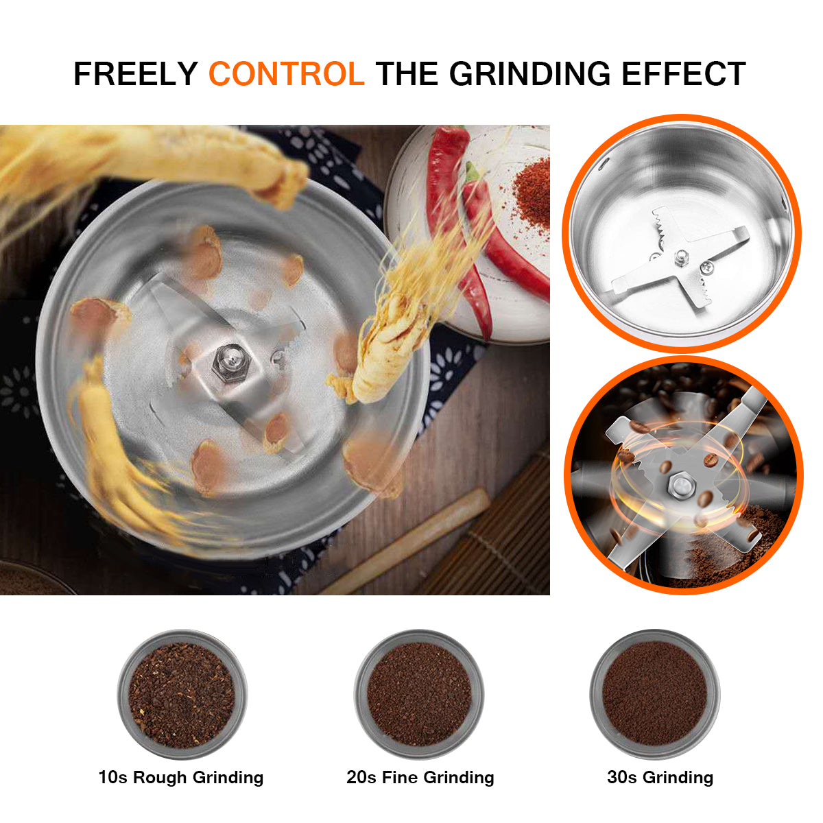 Portable Electric Cereals Grain Grinder Smash Machine for Nut Coffee Bean Spice Grinding