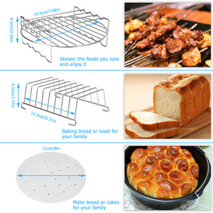 Air Fryer Accessories 8 Inch Set Of 14 for Airfryer deep fryers for COSORI Ninja Philips Tefal for air fryer 3.7QT-6.8QT