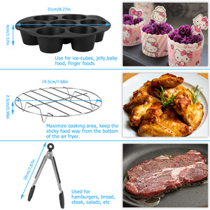 Air Fryer Accessories 8 Inch Set Of 14 for Airfryer deep fryers for COSORI Ninja Philips Tefal for air fryer 3.7QT-6.8QT