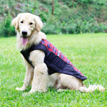 British Style Plaid Dog Coat Winter Warm Jacket with Leash Hole Reflective Strip Non-Stick for Small Medium Large Dogs