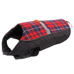 British Style Plaid Dog Coat Winter Warm Jacket with Leash Hole Reflective Strip Non-Stick for Small Medium Large Dogs