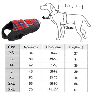 British Style Plaid Dog Coat Winter Warm Jacket with Leash Hole Reflective Strip Non-Stick for Small Medium Large Dogs