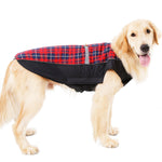 British Style Plaid Dog Coat Winter Warm Jacket with Leash Hole Reflective Strip Non-Stick for Small Medium Large Dogs