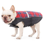 British Style Plaid Dog Coat Winter Warm Jacket with Leash Hole Reflective Strip Non-Stick for Small Medium Large Dogs
