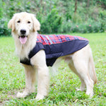 British Style Plaid Dog Coat Winter Warm Jacket with Leash Hole Reflective Strip Non-Stick for Small Medium Large Dogs