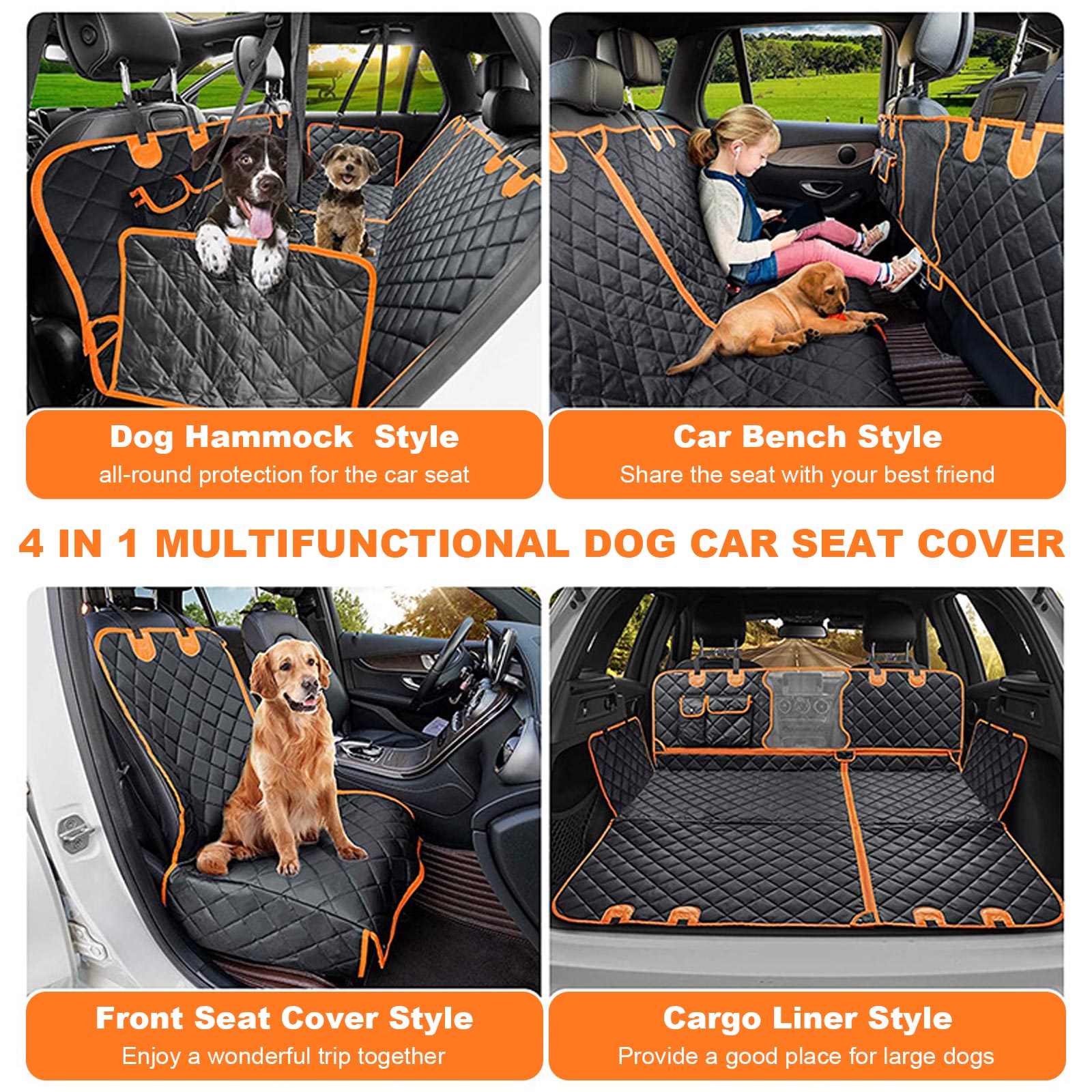 Dog Back Seat Cover Protector Waterproof Scratchproof Nonslip Hammock Pet Hammock Car Seat Covers with Side Flap General Motors