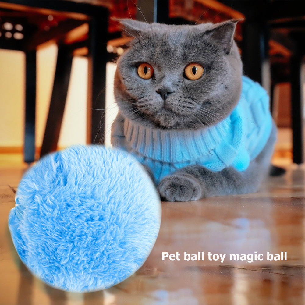 Active Rolling Ball for Pet, Dog Plush Pet Toy Ball, Electric Rolling Set Contains 4 Plush Caps, Interactive pet Toys