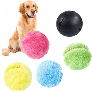 Active Rolling Ball for Pet, Dog Plush Pet Toy Ball, Electric Rolling Set Contains 4 Plush Caps, Interactive pet Toys