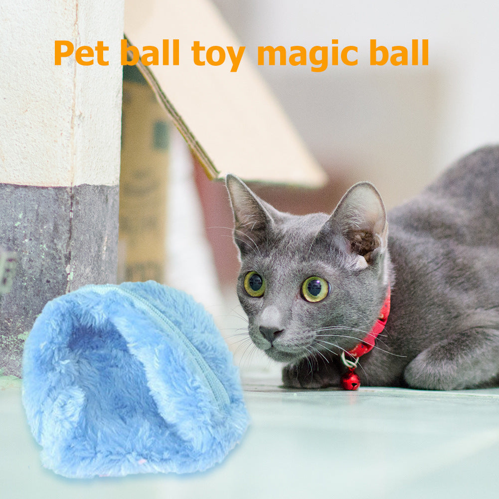 Active Rolling Ball for Pet, Dog Plush Pet Toy Ball, Electric Rolling Set Contains 4 Plush Caps, Interactive pet Toys