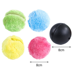 Active Rolling Ball for Pet, Dog Plush Pet Toy Ball, Electric Rolling Set Contains 4 Plush Caps, Interactive pet Toys