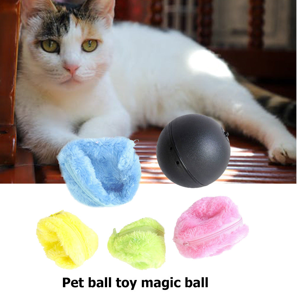 Active Rolling Ball for Pet, Dog Plush Pet Toy Ball, Electric Rolling Set Contains 4 Plush Caps, Interactive pet Toys