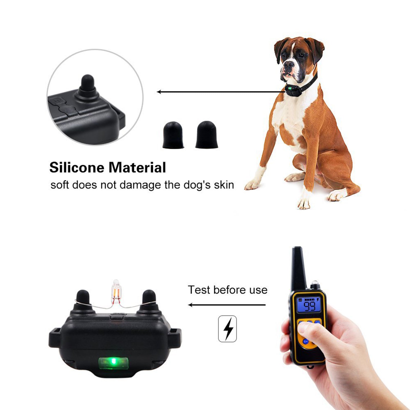 Dog Bark Collar with Shock Vibration Sound Adjustable levels Waterproof with Transmitter for Small Medium Large Dogs, Orange/Black