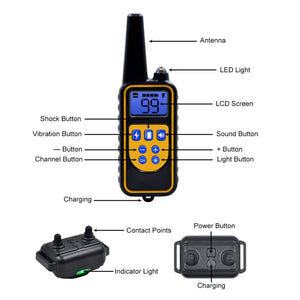 Dog Bark Collar with Shock Vibration Sound Adjustable levels Waterproof with Transmitter for Small Medium Large Dogs, Orange/Black