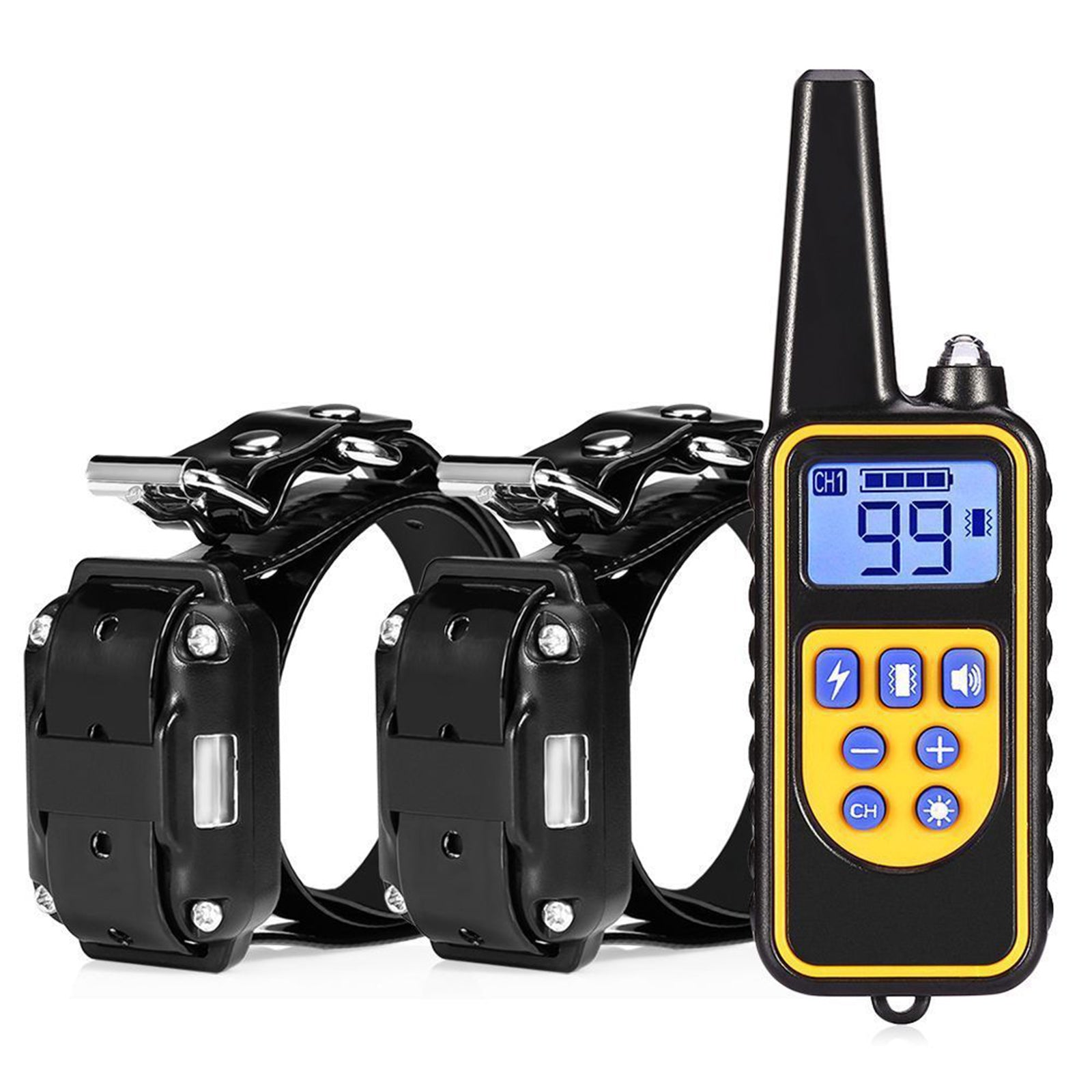 Dog Bark Collar with Shock Vibration Sound Adjustable levels Waterproof with Transmitter for Small Medium Large Dogs, Orange/Black
