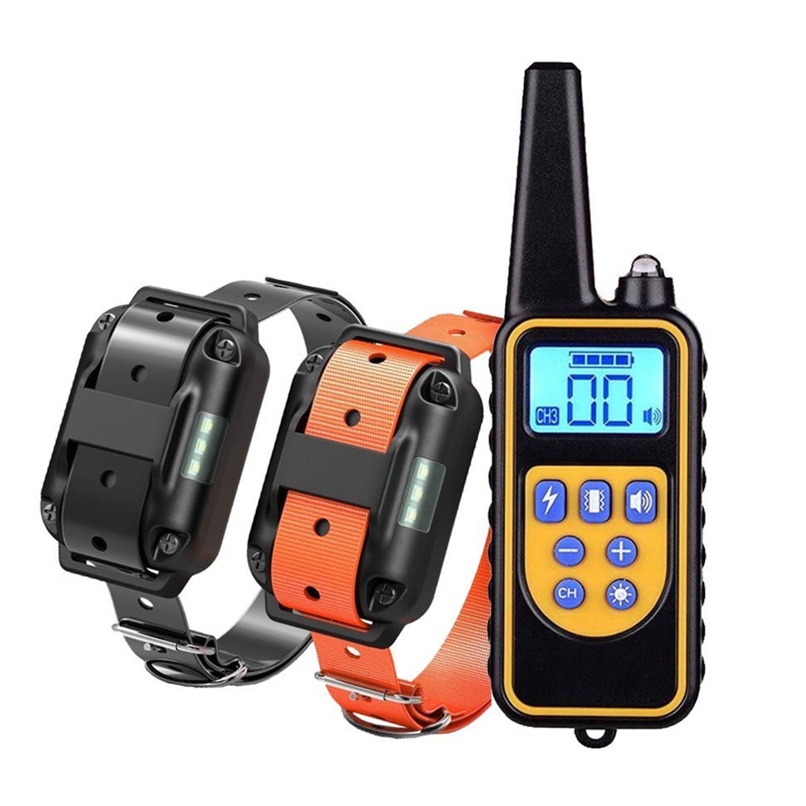 Dog Bark Collar with Shock Vibration Sound Adjustable levels Waterproof with Transmitter for Small Medium Large Dogs, Orange/Black