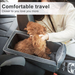 Dog Car Seat Pet Booster Seat Armrest Breathable Travel Carrier w Straps Safety Chair Basket
