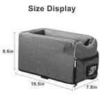 Dog Car Seat Pet Booster Seat Armrest Breathable Travel Carrier w Straps Safety Chair Basket