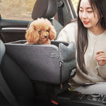 Dog Car Seat Pet Booster Seat Armrest Breathable Travel Carrier w Straps Safety Chair Basket
