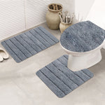 Stripe Bathroom Rugs Bath Mats for Bathroom Luxury Soft Anti-Slip 3 PCS Mats Set Absorbent Bath Rugs Machine Washable