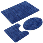 Stripe Bathroom Rugs Bath Mats for Bathroom Luxury Soft Anti-Slip 3 PCS Mats Set Absorbent Bath Rugs Machine Washable