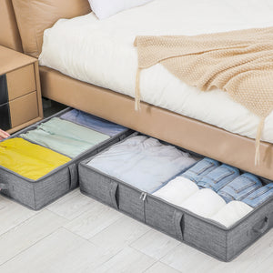 Under Bed Storage, Storage box with transparent cover under the bed, 6 Inches Low Profile Underbed Storage Bins for Clothes, Blankets