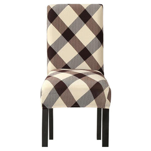 Set of 4 Chair Slipcovers Removable Universal Stretch Elastic Gingham Chair Protector Covers for Dining Room, Restaurant, Hotel, Banquet, Ceremony, Classic Plaid