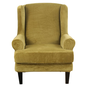 Wingback Chair Sofa Slipcover Velvet Plush High Stretch Cover Slip Resistant Furniture Protector