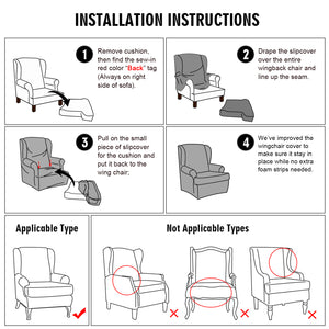 Wingback Chair Sofa Slipcover Velvet Plush High Stretch Cover Slip Resistant Furniture Protector
