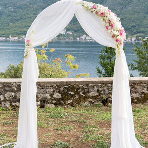 Hochzeit Bogen Chiffon Drapierung 2,3 Fuß * 18 Fuß Chiffon Tischläufer für Zeremonie und Empfang Kulisse Dekoration, 4 Farben