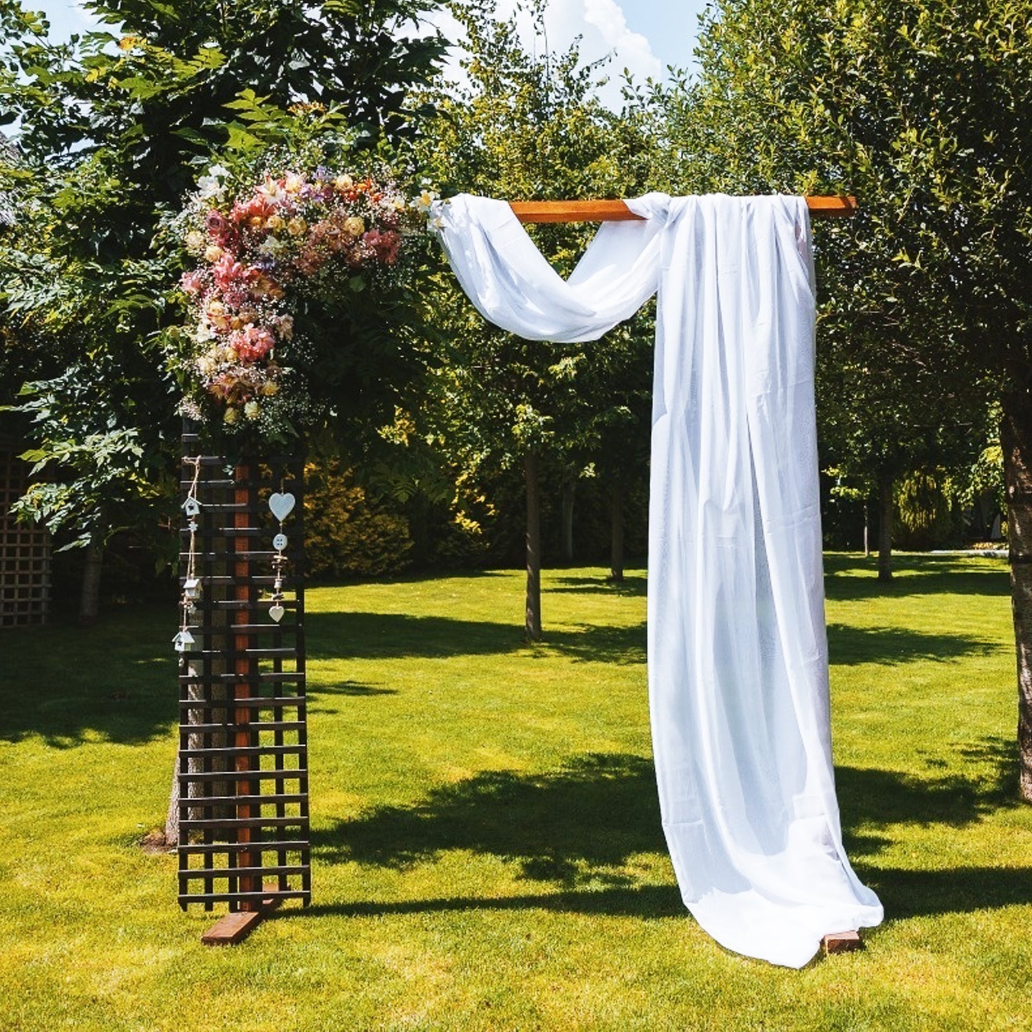 Hochzeit Bogen Chiffon Drapierung 2,3 Fuß * 18 Fuß Chiffon Tischläufer für Zeremonie und Empfang Kulisse Dekoration, 4 Farben