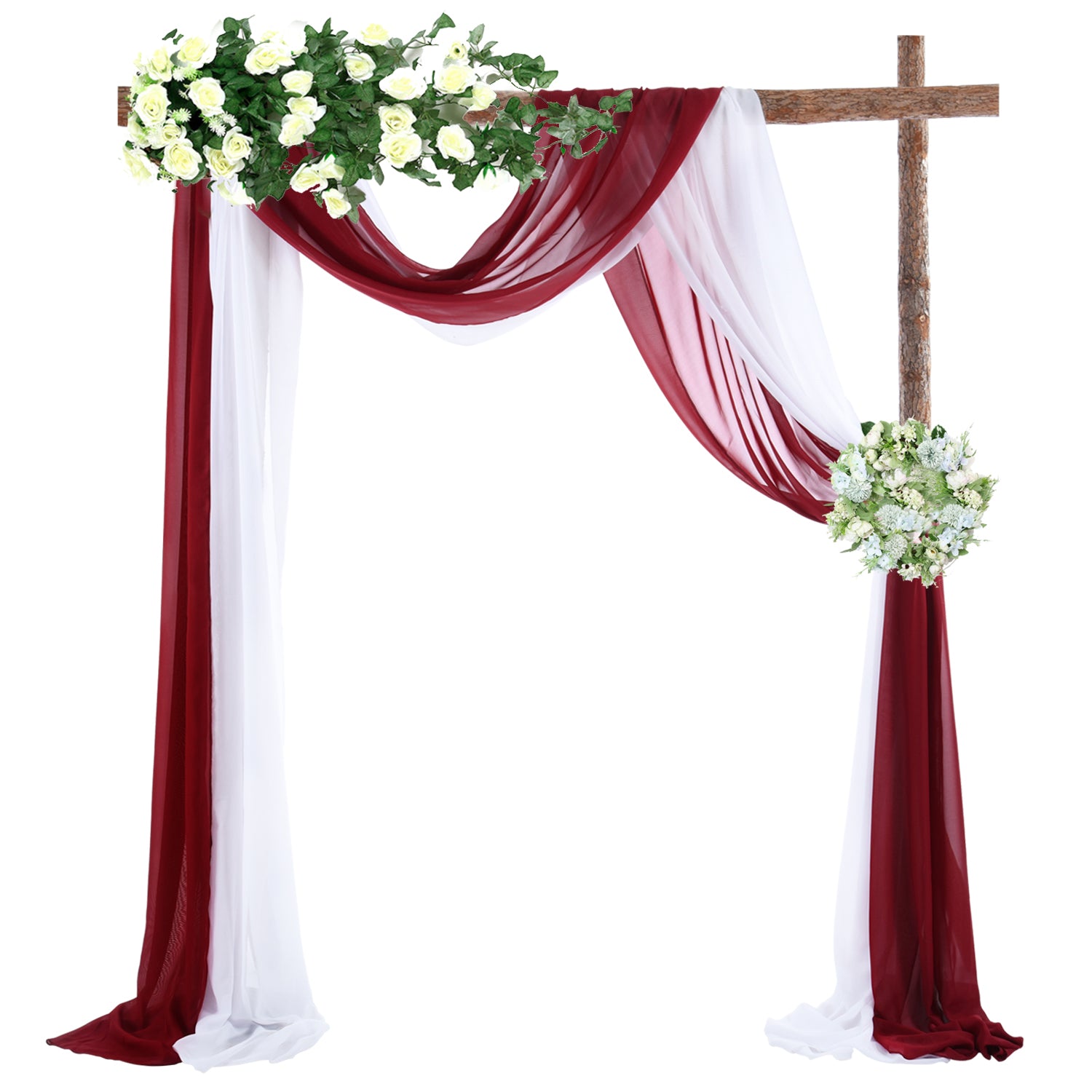 Hochzeit Bogen Chiffon Drapierung 2,3 Fuß * 18 Fuß Chiffon Tischläufer für Zeremonie und Empfang Kulisse Dekoration, 4 Farben