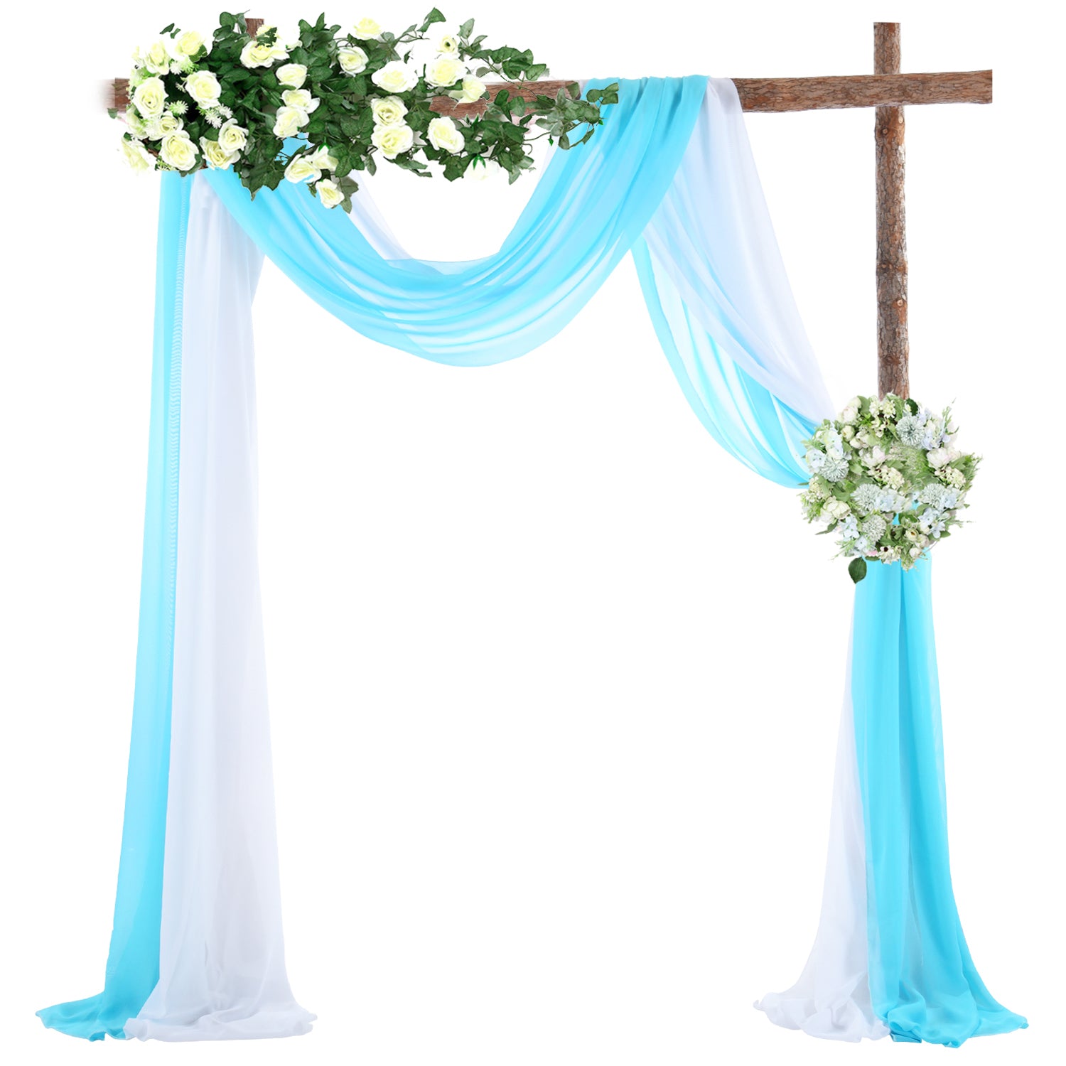 Hochzeit Bogen Chiffon Drapierung 2,3 Fuß * 18 Fuß Chiffon Tischläufer für Zeremonie und Empfang Kulisse Dekoration, 4 Farben
