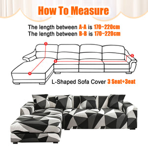 2 Pieces Stretch Printed Couch Covers Sofa Slipcovers for 4 Cushion Couches Elastic Universal Furniture Protector with Four Free Pillowcase, 3-Seater/10 Styles