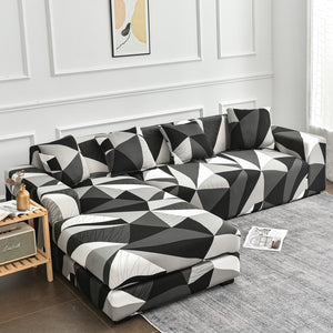 2 Pieces Stretch Printed Couch Covers Sofa Slipcovers for 4 Cushion Couches Elastic Universal Furniture Protector with Four Free Pillowcase, 3-Seater/10 Styles