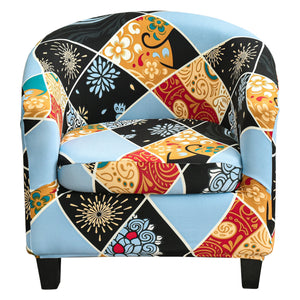 2 Pieces Stretch Couch Slipcover Printed Club Chair Slipcover Geometric Pattern Tub Chair Slipcover, 20 Style