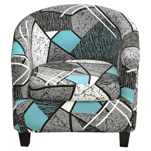 2 Pieces Stretch Couch Slipcover Printed Club Chair Slipcover Geometric Pattern Tub Chair Slipcover, 20 Style